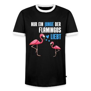 Zoo Tier Tropen Vogel Jungs Geschenk Rosa Flamingo - Männer Kontrast-T-Shirt - Schwarz/Weiß - Vorne - AI Model Female 172 light (172cm) & AI Model Male 178 light (178cm)