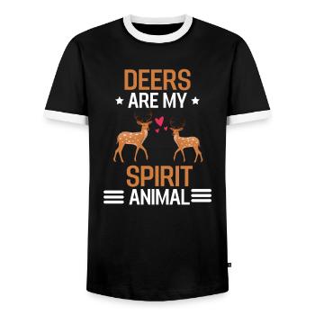 Cerf forestier Cerf Cadeau animal forestier Cerf - T-shirt contrasté Homme - noir/blanc - Devant - AI Model Female 172 light (172cm) & AI Model Male 178 light (178cm)