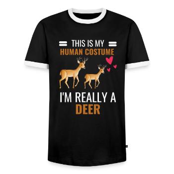 Hirsch Kostüm Party Wald Tier Geschenk Hirsch - Männer Kontrast-T-Shirt - Schwarz/Weiß - Vorne - AI Model Female 172 light (172cm) & AI Model Male 178 light (178cm)