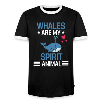 Sea Animal Ocean Animal Sweetheart Gift Whale - Men's Ringer Shirt - black/white - Front - AI Model Female 172 light (172cm) & AI Model Male 178 light (178cm)