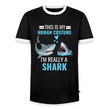 Hai Kostüm Party Ozean Tier Geschenk Lustiges Hai - Männer Kontrast-T-Shirt - Schwarz/Weiß - Vorne - AI Model Female 172 light (172cm) & AI Model Male 178 light (178cm)