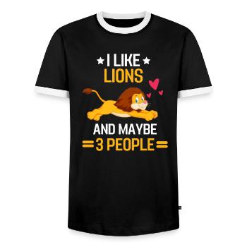 Africa Safari Animal Lovers Funny Gift Lion - Men's Ringer Shirt - black/white - Front - AI Model Female 172 light (172cm) & AI Model Male 178 light (178cm)