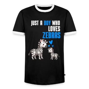 Africa Animal Lovers Zebra Boy Gift Zebra - Men's Ringer Shirt - black/white - Front - AI Model Female 172 light (172cm) & AI Model Male 178 light (178cm)