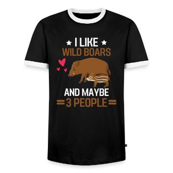 Forest Animal Lovers Gift Funny Wild Boar - T-shirt contrasté Homme - noir/blanc - Devant - AI Model Female 172 light (172cm) & AI Model Male 178 light (178cm)
