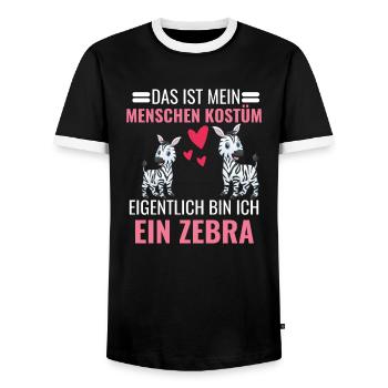 Zebra Kostüm Afrika Safari Tier Geschenk Zebra - Männer Kontrast-T-Shirt - Schwarz/Weiß - Vorne - AI Model Female 172 light (172cm) & AI Model Male 178 light (178cm)