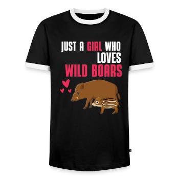 Schwarzwild Mädchen Wald Tier Geschenk Wildschwein - Männer Kontrast-T-Shirt - Schwarz/Weiß - Vorne - AI Model Female 172 light (172cm) & AI Model Male 178 light (178cm)