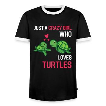 Sea Creatures Girl Gift Turtle - Men's Ringer Shirt - black/white - Front - AI Model Female 172 light (172cm) & AI Model Male 178 light (178cm)
