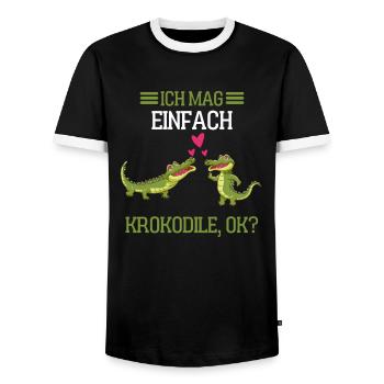 Alligator Tierliebhaber Lustiges Geschenk Krokodil - Männer Kontrast-T-Shirt - Schwarz/Weiß - Vorne - AI Model Female 172 light (172cm) & AI Model Male 178 light (178cm)