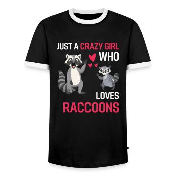 Forest Animal Lovers Girl Gift Raccoon - Men's Ringer Shirt - black/white - Front - AI Model Female 172 light (172cm) & AI Model Male 178 light (178cm)