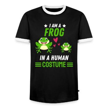 Frog Costume Party Amphibians Gift Frog - Men's Ringer Shirt - black/white - Front - AI Model Female 172 light (172cm) & AI Model Male 178 light (178cm)