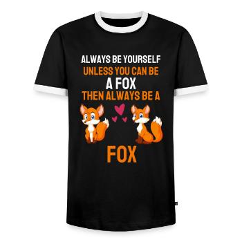 Lustiges Wald Tier Tierfreund Geschenk Fuchs - Männer Kontrast-T-Shirt - Schwarz/Weiß - Vorne - AI Model Female 172 light (172cm) & AI Model Male 178 light (178cm)