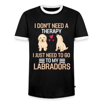 Dog Therapy Dog Lovers Gift Labrador - Men's Ringer Shirt - black/white - Front - AI Model Female 172 light (172cm) & AI Model Male 178 light (178cm)