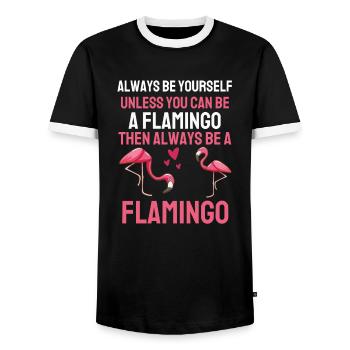 Exotisches Tier Vogel Geschenk Lustiges Flamingo - Männer Kontrast-T-Shirt - Schwarz/Weiß - Vorne - AI Model Female 172 light (172cm) & AI Model Male 178 light (178cm)