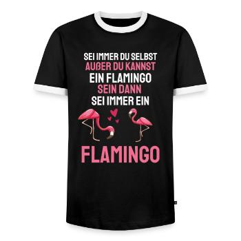 Tropischer Vogel Lustiges Geschenk Tier Flamingo - Männer Kontrast-T-Shirt - Schwarz/Weiß - Vorne - AI Model Female 172 light (172cm) & AI Model Male 178 light (178cm)