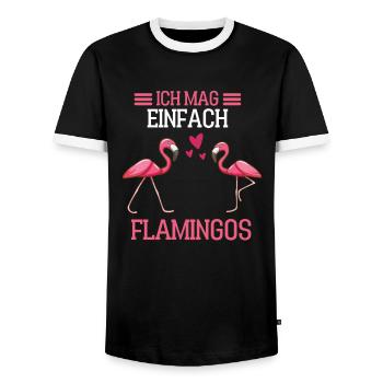 Exotisches Tier Geschenk Lustiges Rosa Flamingo - Männer Kontrast-T-Shirt - Schwarz/Weiß - Vorne - AI Model Female 172 light (172cm) & AI Model Male 178 light (178cm)
