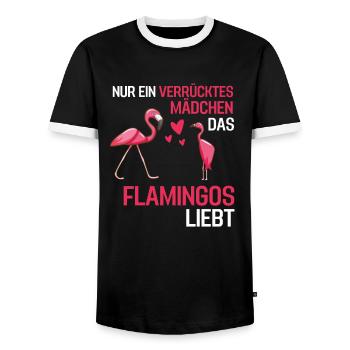 Exotisches Tier Mädchen Vogel Geschenk Flamingo - Männer Kontrast-T-Shirt - Schwarz/Weiß - Vorne - AI Model Female 172 light (172cm) & AI Model Male 178 light (178cm)