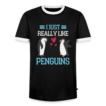 Antarctica Animal Zoo Bird Gift Funny Penguin - Men's Ringer Shirt - black/white - Front - AI Model Female 172 light (172cm) & AI Model Male 178 light (178cm)
