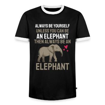 Africa Animal Lovers Gift Funny Elephant - Men's Ringer Shirt - black/white - Front - AI Model Female 172 light (172cm) & AI Model Male 178 light (178cm)