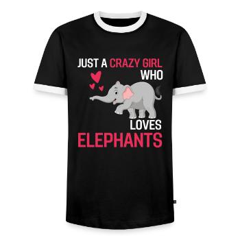 Africa Zoo Animal Lovers Girl Gift Elephant - Men's Ringer Shirt - black/white - Front - AI Model Female 172 light (172cm) & AI Model Male 178 light (178cm)