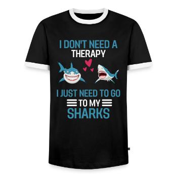 Ozean Tier Therapie Raubtier Geschenk Lustiges Hai - Männer Kontrast-T-Shirt - Schwarz/Weiß - Vorne - AI Model Female 172 light (172cm) & AI Model Male 178 light (178cm)