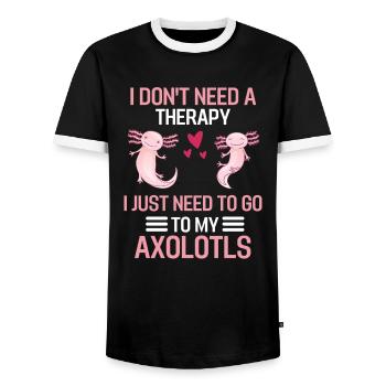 Mexikanische Amphibien Lustiges Geschenk Axolotl - Männer Kontrast-T-Shirt - Schwarz/Weiß - Vorne - AI Model Female 172 light (172cm) & AI Model Male 178 light (178cm)