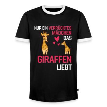 Afrika Tierliebhaber Mädchen Geschenk Giraffe - Männer Kontrast-T-Shirt - Schwarz/Weiß - Vorne - AI Model Female 172 light (172cm) & AI Model Male 178 light (178cm)