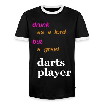 fléchettes et bière - T-shirt contrasté Homme - noir/blanc - Devant - AI Model Female 172 light (172cm) & AI Model Male 178 light (178cm)
