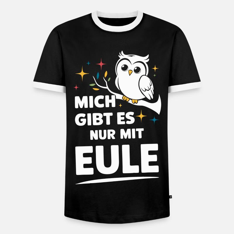 Nachteule Eule Eulen Vogel - Männer Kontrast-T-Shirt - Schwarz/Weiß