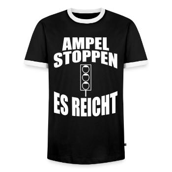 Ampel Regierung Scholz Baerbock Habeck Grüne SPD - Männer Kontrast-T-Shirt - Schwarz/Weiß - Vorne - AI Model Female 172 light (172cm) & AI Model Male 178 light (178cm)