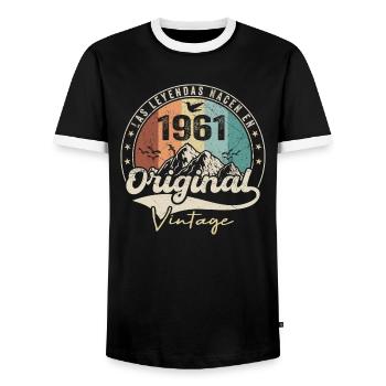 Rétro 1961 Cadeau Anniversaire 1961 Vintage 1961 - T-shirt contrasté Homme - noir/blanc - Devant - AI Model Female 172 light (172cm) & AI Model Male 178 light (178cm)