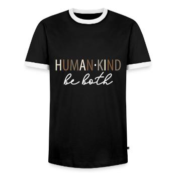 L’humanité soit à la fois rétro la gentillesse compte - T-shirt contrasté Homme - noir/blanc - Devant - AI Model Female 172 light (172cm) & AI Model Male 178 light (178cm)
