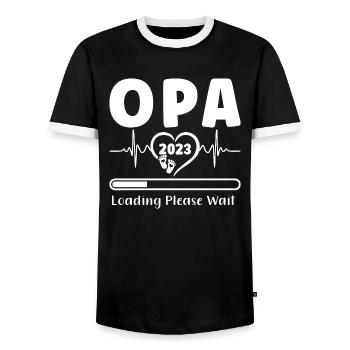Opa 2023 Schwangerschaft Werdender Großvater - Männer Kontrast-T-Shirt - Schwarz/Weiß - Vorne - AI Model Female 172 light (172cm) & AI Model Male 178 light (178cm)