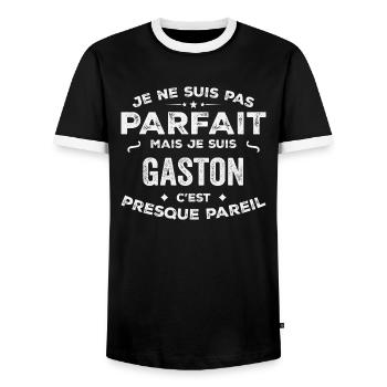 Gaston Ein Vorname, eine Geschichte, eine Persönlichkeit - Männer Kontrast-T-Shirt - Schwarz/Weiß - Vorne - AI Model Female 172 light (172cm) & AI Model Male 178 light (178cm)