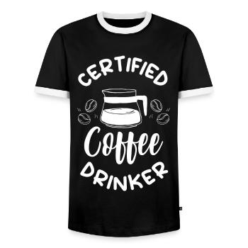 Kaffeebohne Frühaufsteher Getränk - Männer Kontrast-T-Shirt - Schwarz/Weiß - Vorne - AI Model Female 172 light (172cm) & AI Model Male 178 light (178cm)