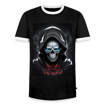 Nicht alle Helden tragen Umhänge manche tragen... - Männer Kontrast-T-Shirt - Schwarz/Weiß - Vorne - AI Model Female 172 light (172cm) & AI Model Male 178 light (178cm)