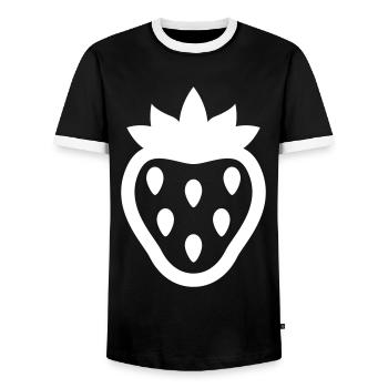 Strawberry Icon Icon - Men's Ringer Shirt - black/white - Front - AI Model Female 172 light (172cm) & AI Model Male 178 light (178cm)