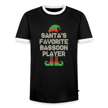 Santa s Favorite Bassoon Player Funny Christmas - Men's Ringer Shirt - black/white - Front - AI Model Female 172 light (172cm) & AI Model Male 178 light (178cm)