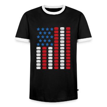 Postman Postman Postman Postman - Men's Ringer Shirt - black/white - Front - AI Model Female 172 light (172cm) & AI Model Male 178 light (178cm)