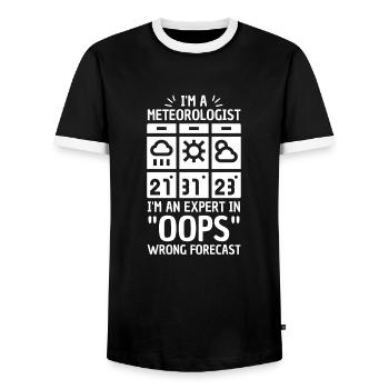 Meteorology pun for meteorologist - Men's Ringer Shirt - black/white - Front - AI Model Female 172 light (172cm) & AI Model Male 178 light (178cm)