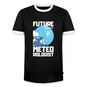 Meteorology pun for meteorologist - Men's Ringer Shirt - black/white - Front - AI Model Female 172 light (172cm) & AI Model Male 178 light (178cm)