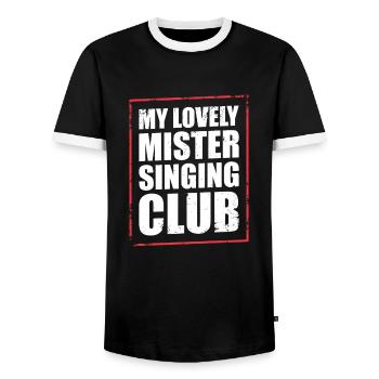 Denglish saying - Men's Ringer Shirt - black/white - Front - AI Model Female 172 light (172cm) & AI Model Male 178 light (178cm)