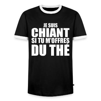 Mann, der liebt: Tee. Lustiger Design-Humor - Männer Kontrast-T-Shirt - Schwarz/Weiß - Vorne - AI Model Female 172 light (172cm) & AI Model Male 178 light (178cm)