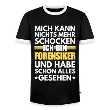 Médecin légiste non choquable - T-shirt contrasté Homme - noir/blanc - Devant - AI Model Female 172 light (172cm) & AI Model Male 178 light (178cm)