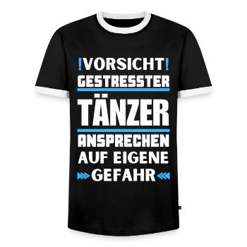 Don't talk to stressed dancers! - Men's Ringer Shirt - black/white - Front - AI Model Female 172 light (172cm) & AI Model Male 178 light (178cm)