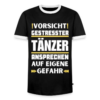 Don't talk to stressed dancers! - Men's Ringer Shirt - black/white - Front - AI Model Female 172 light (172cm) & AI Model Male 178 light (178cm)
