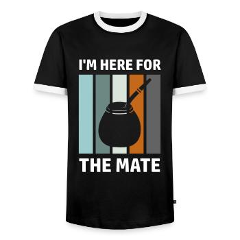 Mate Saying Latin America South American Yerba - Men's Ringer Shirt - black/white - Front - AI Model Female 172 light (172cm) & AI Model Male 178 light (178cm)