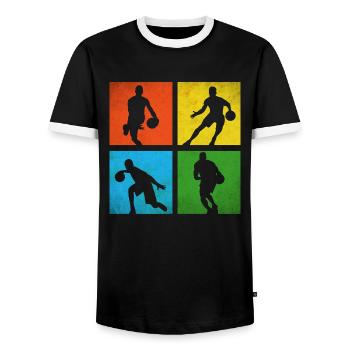 Basketballer - Männer Kontrast-T-Shirt - Schwarz/Weiß - Vorne - AI Model Female 172 light (172cm) & AI Model Male 178 light (178cm)