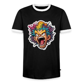 Splash boom bang, fantastischer sticker - Männer Kontrast-T-Shirt - Schwarz/Weiß - Vorne - AI Model Female 172 light (172cm) & AI Model Male 178 light (178cm)