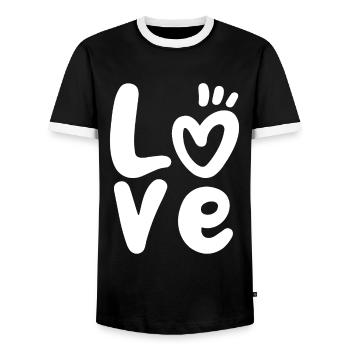 Amour Amour Lettrage Saint-Valentin - T-shirt contrasté Homme - noir/blanc - Devant - AI Model Female 172 light (172cm) & AI Model Male 178 light (178cm)