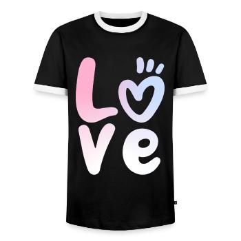 Amour Amour Lettrage Saint-Valentin - T-shirt contrasté Homme - noir/blanc - Devant - AI Model Female 172 light (172cm) & AI Model Male 178 light (178cm)